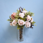 Arranjo Rosas E Dálias Artificial No Vaso De Vidro | Formosin